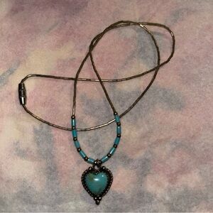 Vintage Turquoise Heart Pendant with chain
